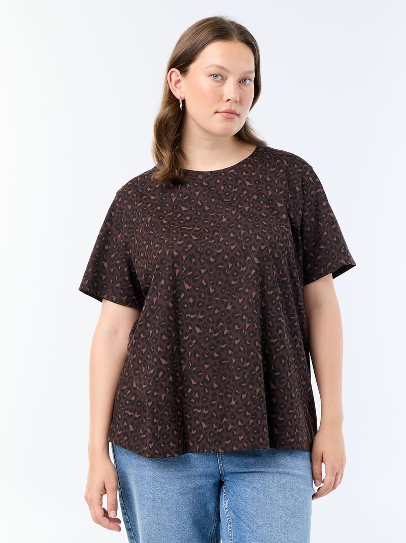 Camiseta de manga corta estampada Marron - Kiabi