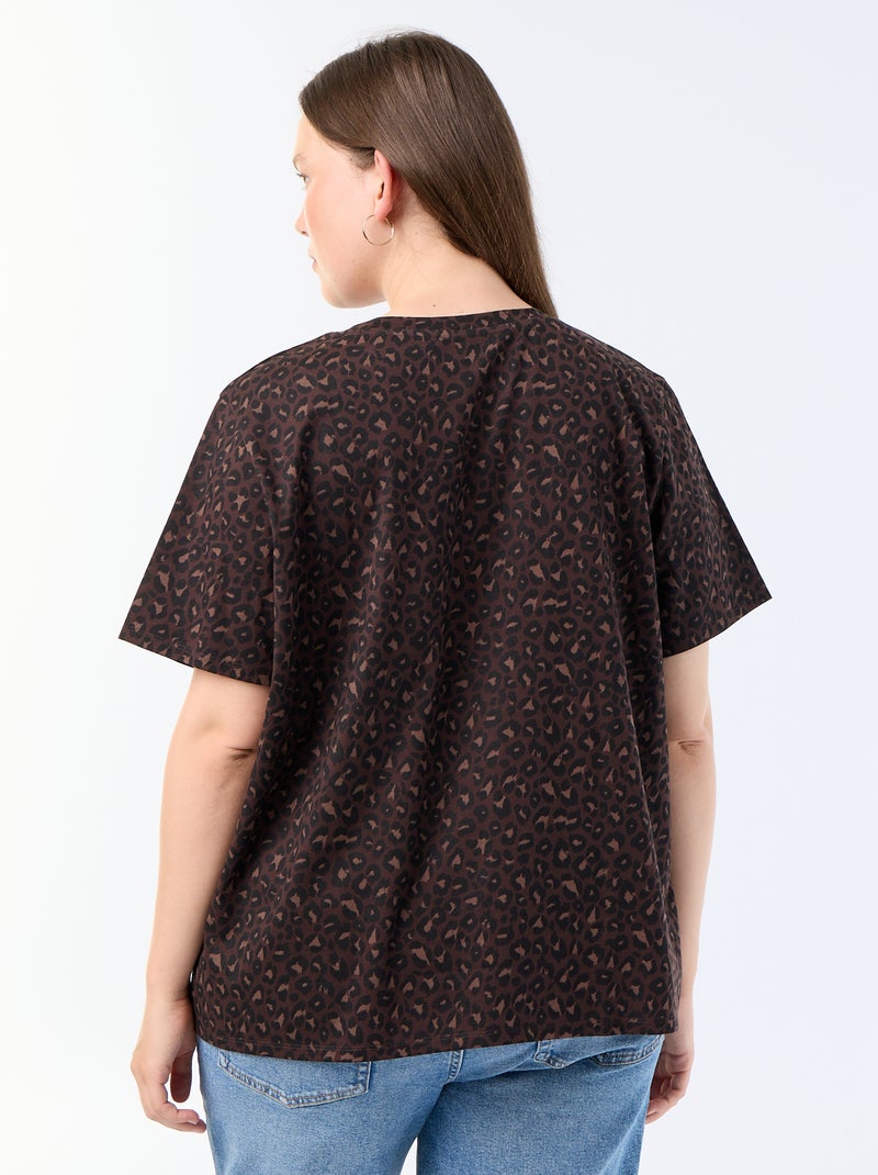 Camiseta de manga corta estampada Marron - Kiabi