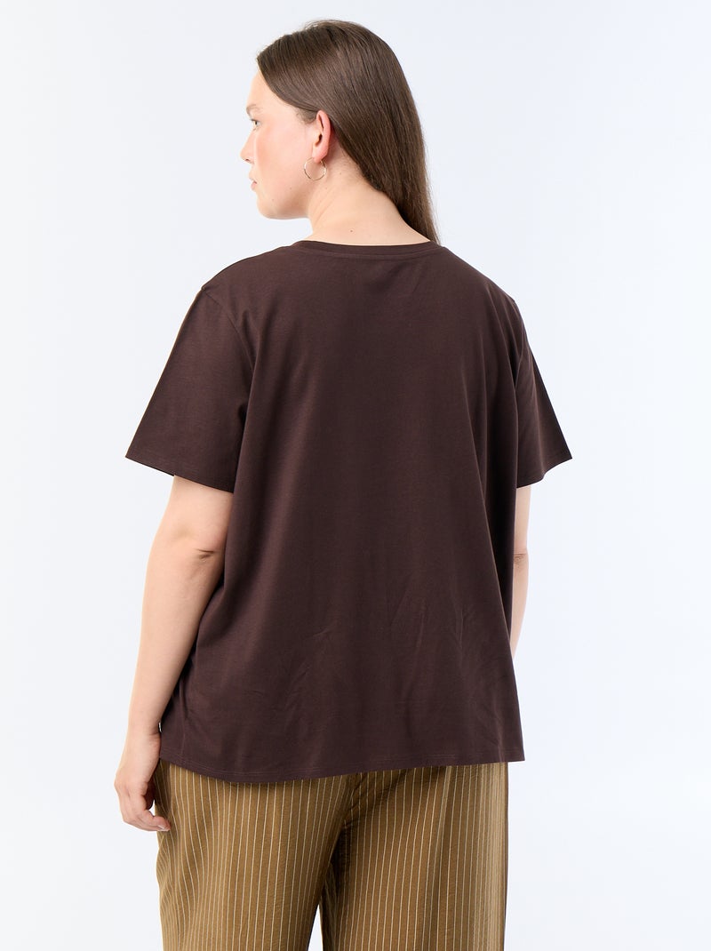 Camiseta de manga corta estampada Marron - Kiabi