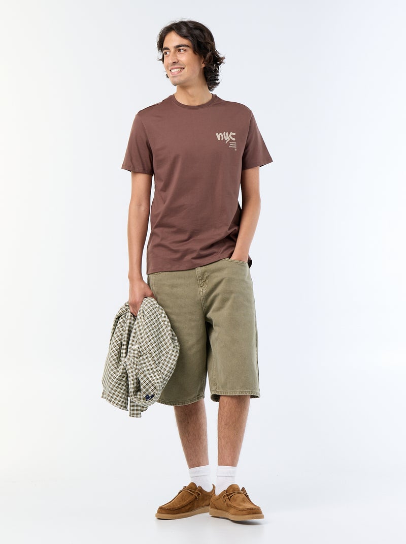 Camiseta de manga corta estampada Marron - Kiabi