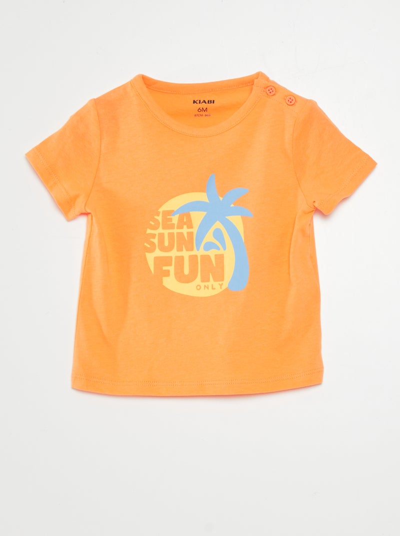 Camiseta de manga corta estampada NARANJA - Kiabi