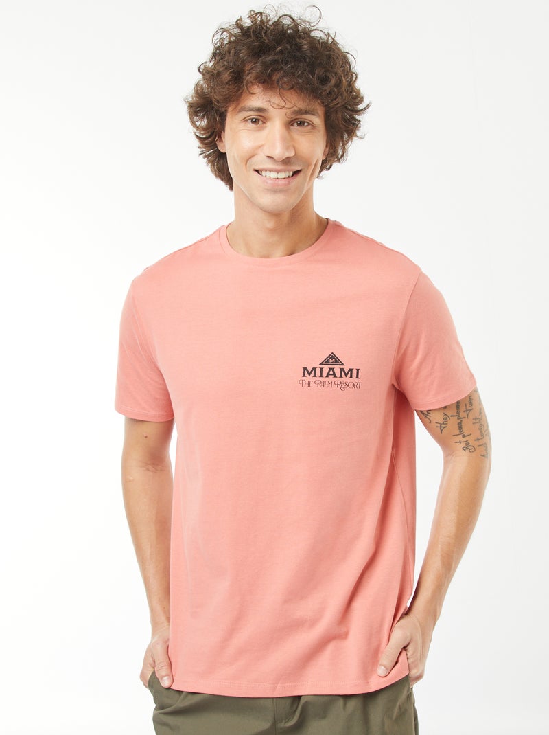 Camiseta de manga corta estampada Naranja - Kiabi