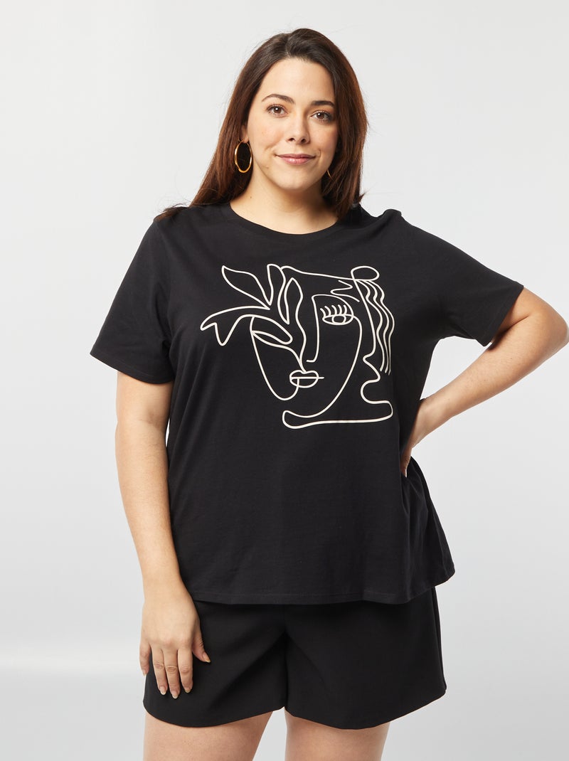 Camiseta de manga corta estampada NEGRO - Kiabi