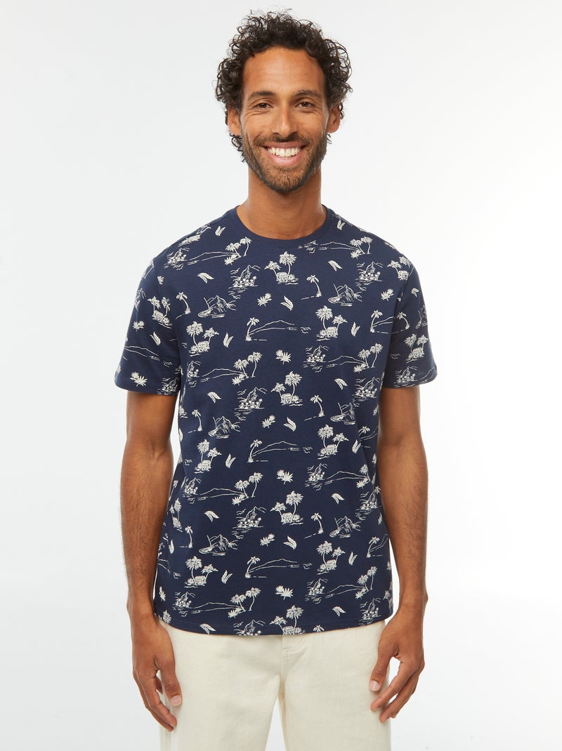 Camiseta de manga corta estampada Negro - Kiabi