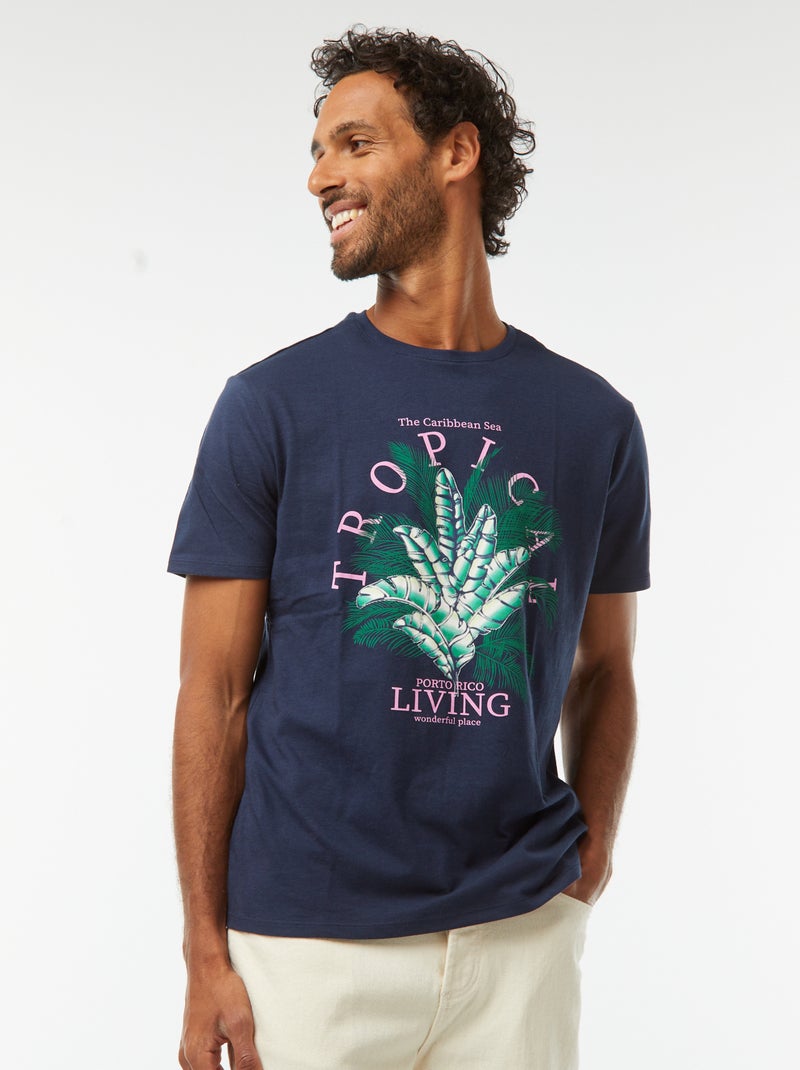Camiseta de manga corta estampada Negro - Kiabi