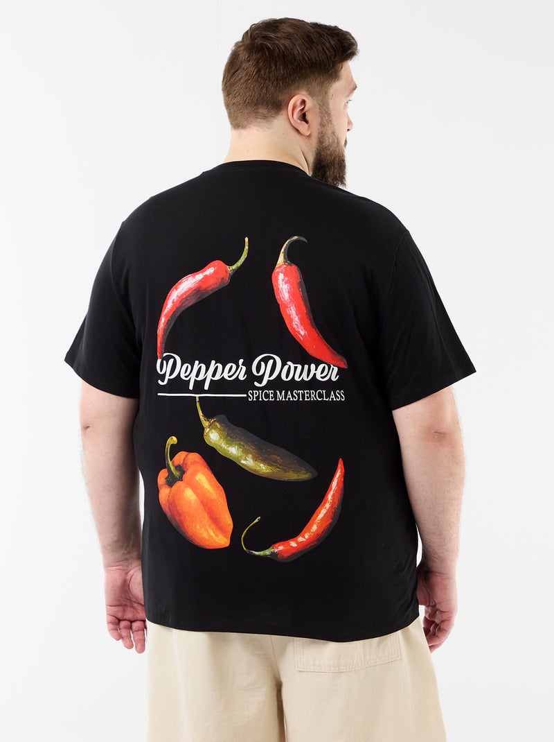 Camiseta de manga corta estampada Negro - Kiabi