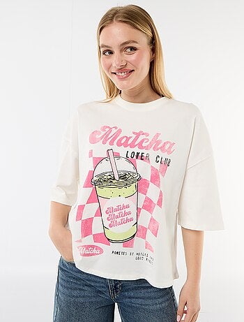 Camiseta de manga corta estampada por delante y por detrás