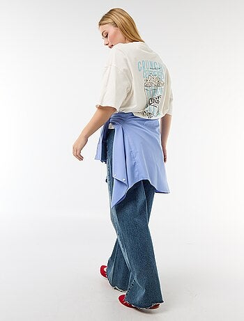 Camiseta de manga corta estampada por delante y por detrás