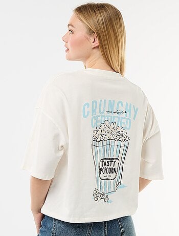 Camiseta de manga corta estampada por delante y por detrás