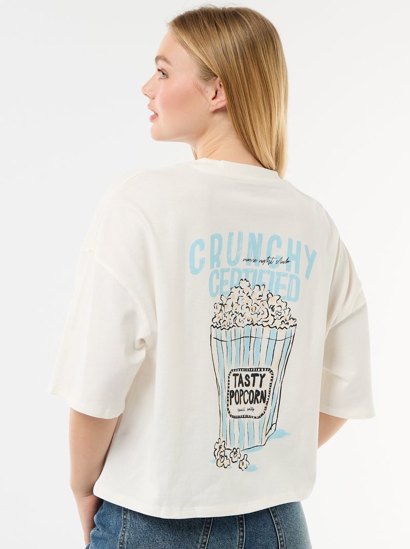 Camiseta de manga corta estampada por delante y por detrás Blanco - Kiabi