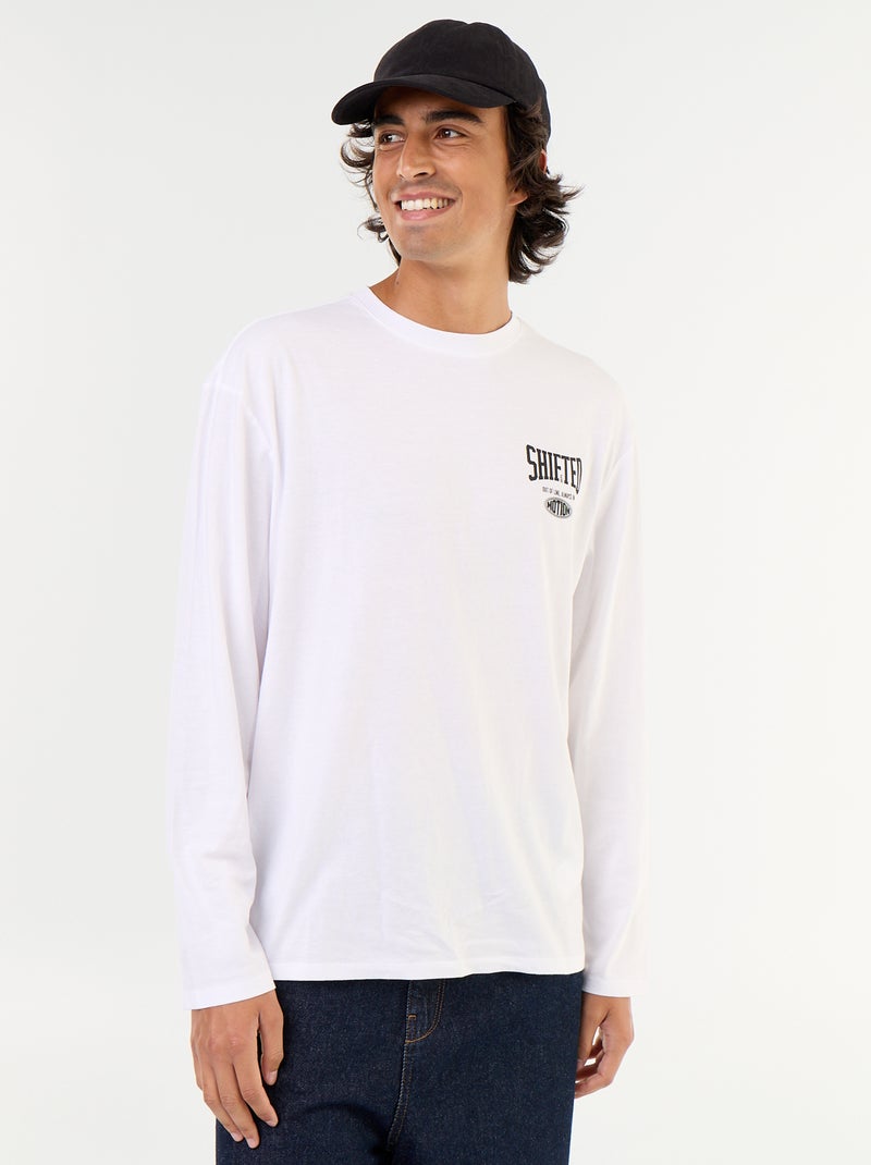 Camiseta de manga corta estampada por delante y por detrás Blanco - Kiabi