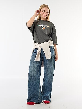 Camiseta de manga corta estampada por delante y por detrás