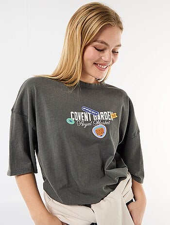 Camiseta de manga corta estampada por delante y por detrás