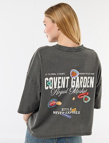 Camiseta de manga corta estampada por delante y por detrás