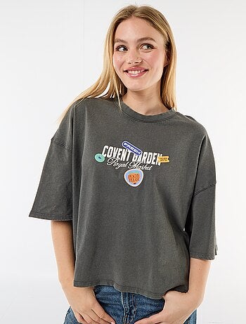 Camiseta de manga corta estampada por delante y por detrás