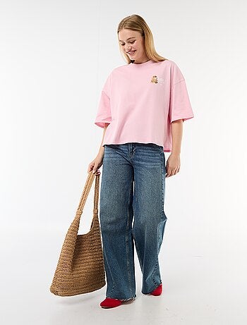 Camiseta de manga corta estampada por delante y por detrás