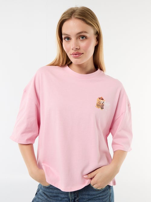 Camiseta de manga corta estampada por delante y por detrás - Kiabi