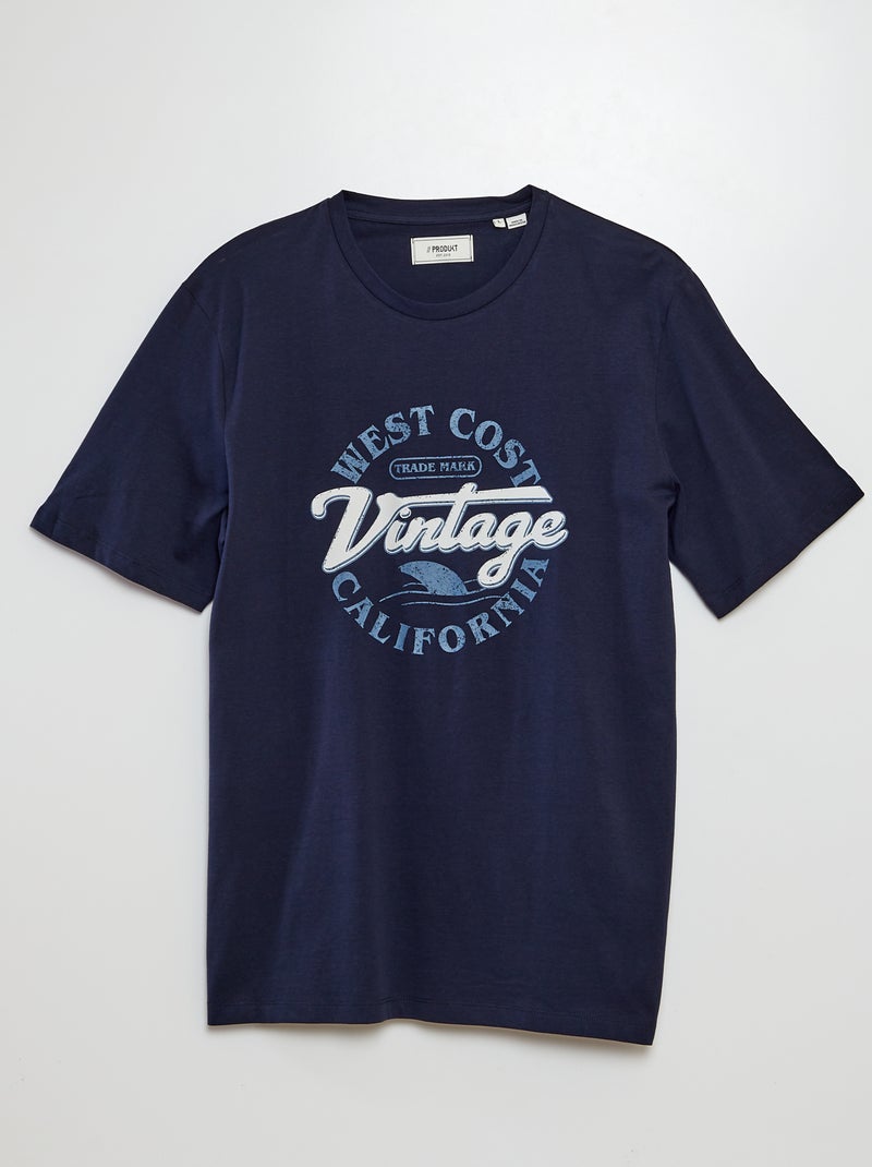 Camiseta de manga corta estampada 'Produkt' AZUL - Kiabi