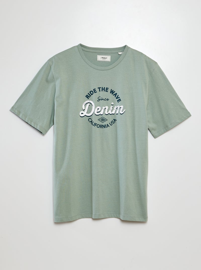 Camiseta de manga corta estampada 'Produkt' verde - Kiabi