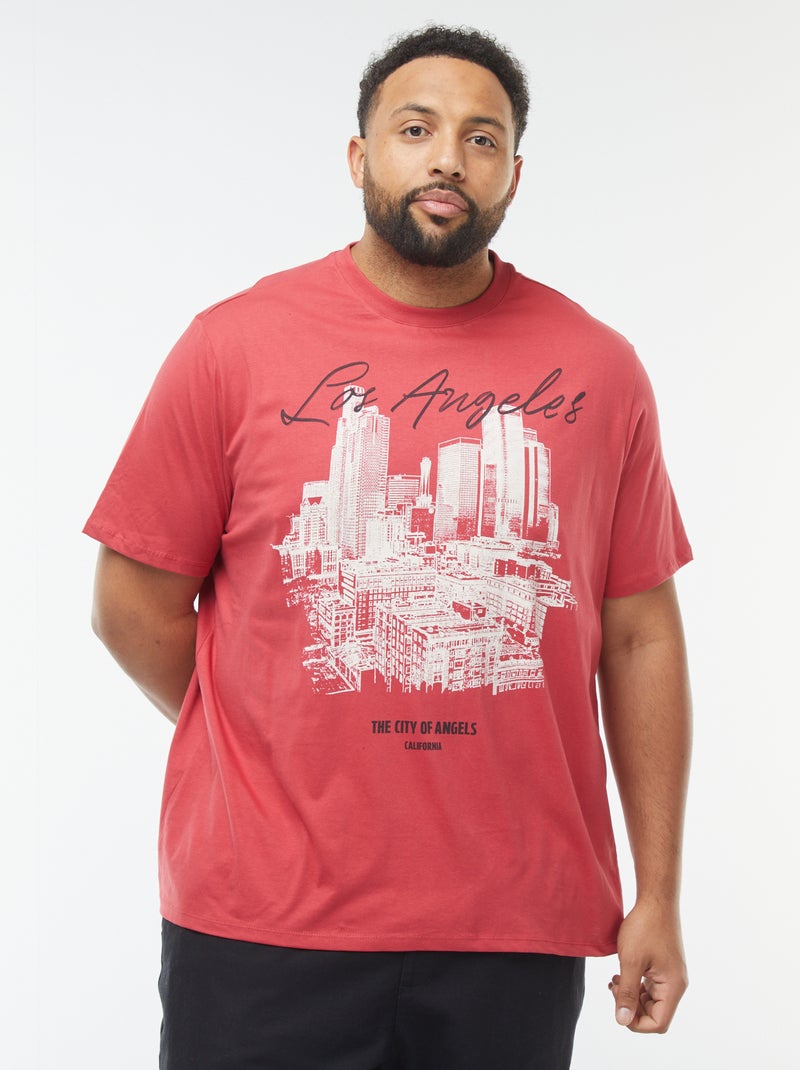 Camiseta de manga corta estampada Rojo - Kiabi