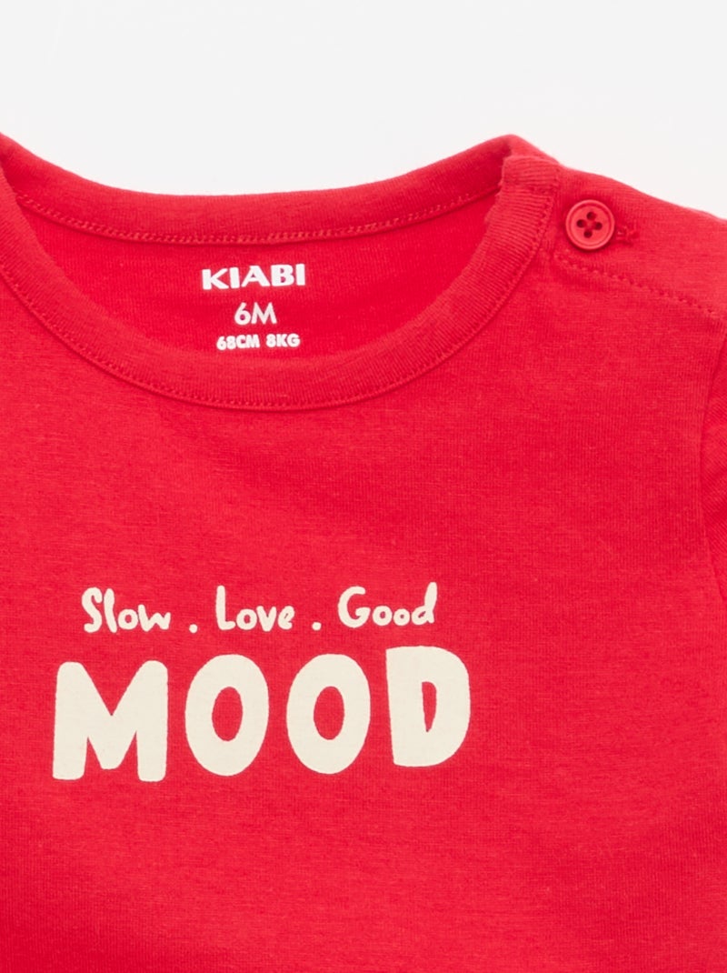 Camiseta de manga corta estampada Rojo - Kiabi