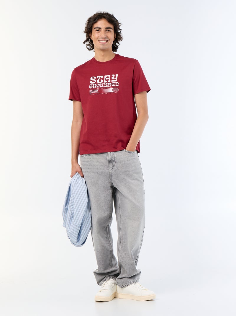 Camiseta de manga corta estampada Rojo - Kiabi