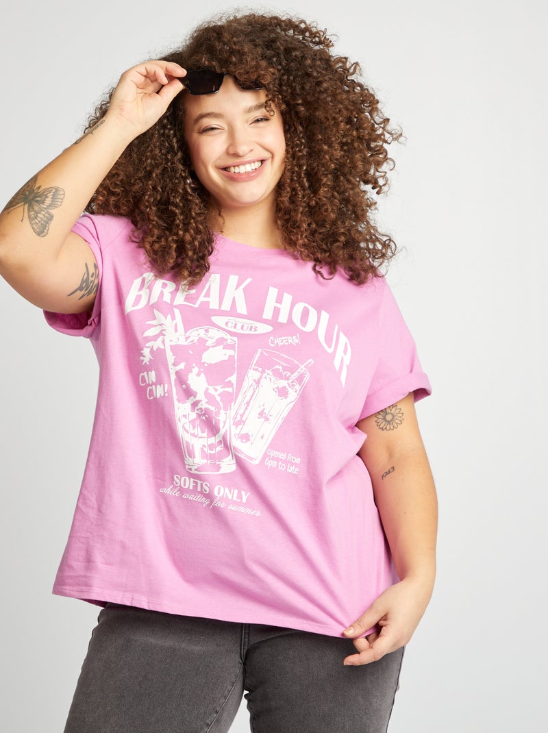 Camiseta de manga corta estampada ROSA - Kiabi