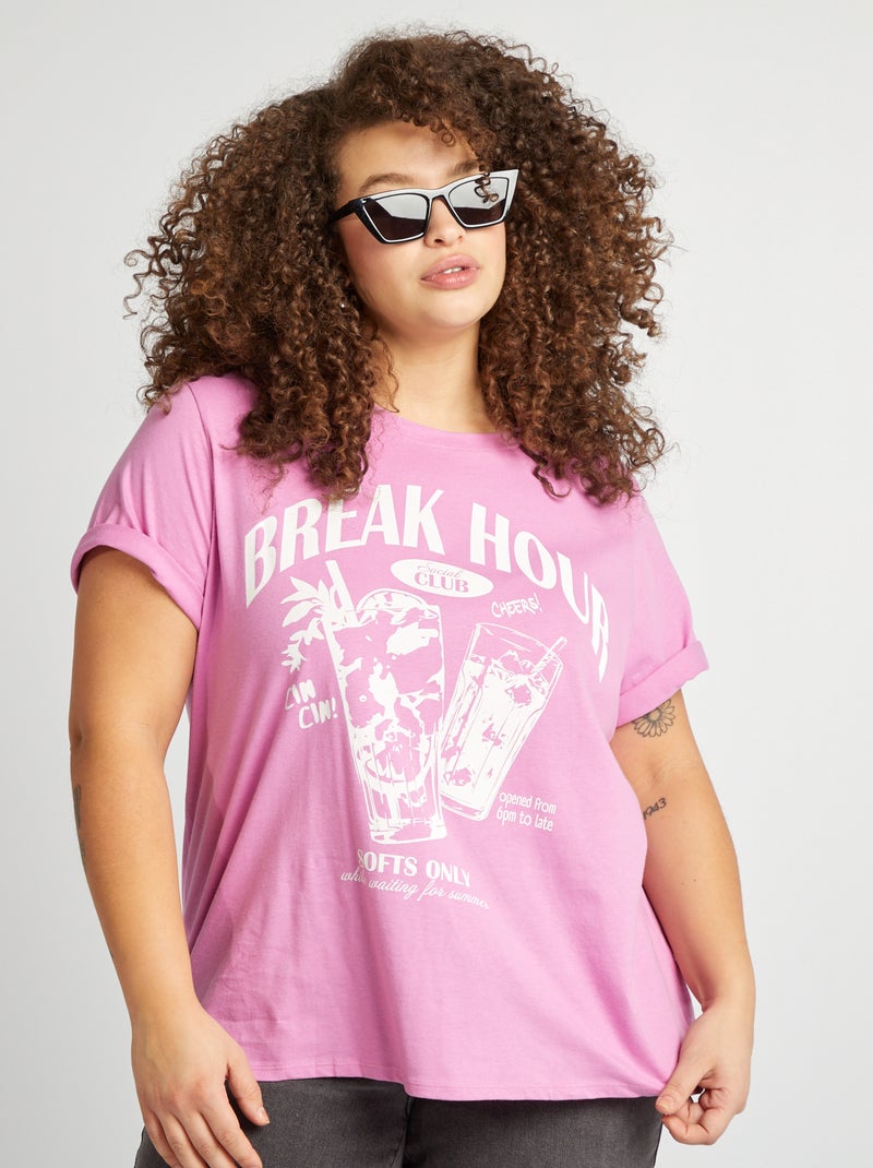 Camiseta de manga corta estampada ROSA - Kiabi
