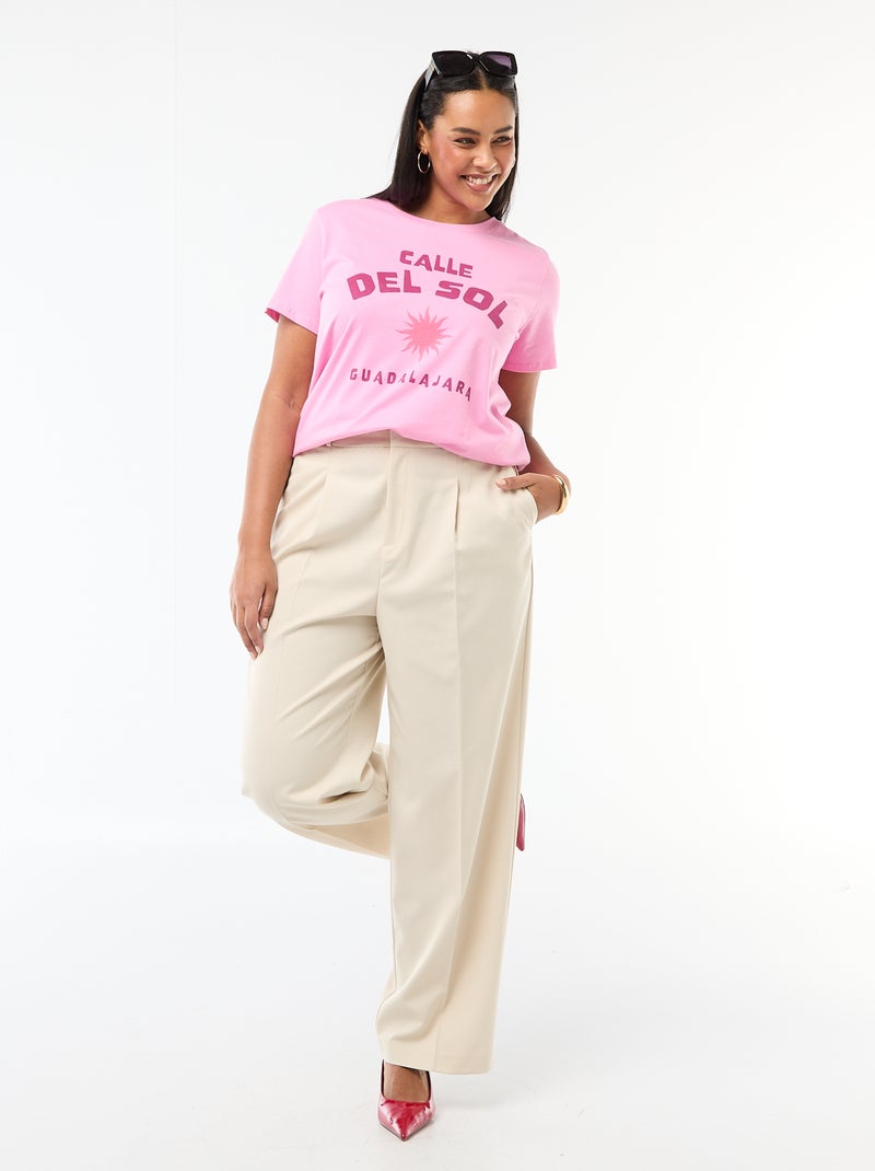 Camiseta de manga corta estampada Rosa - Kiabi