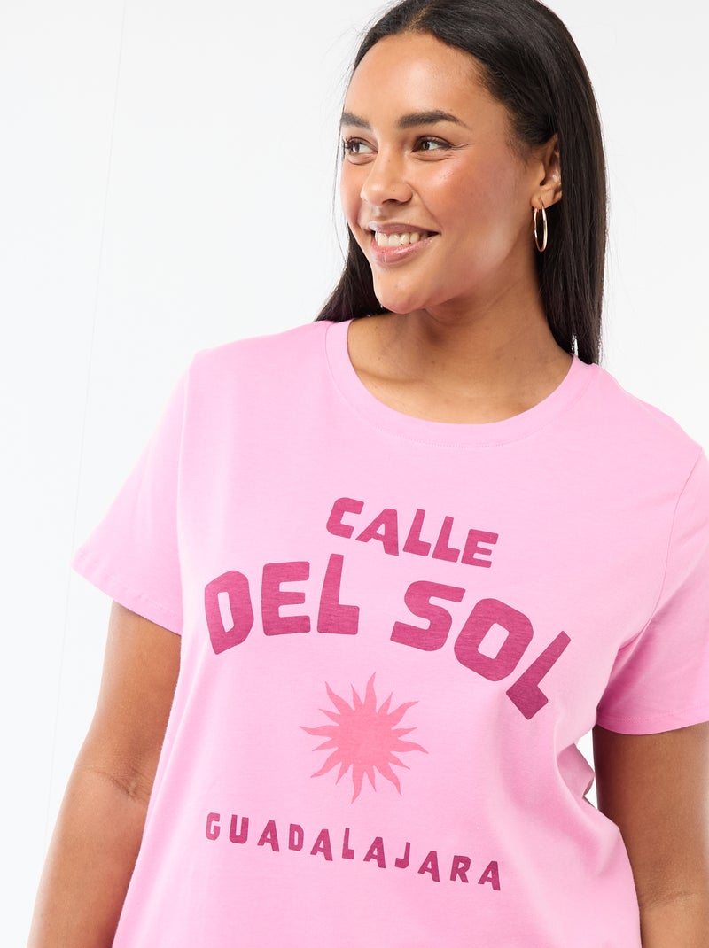 Camiseta de manga corta estampada Rosa - Kiabi