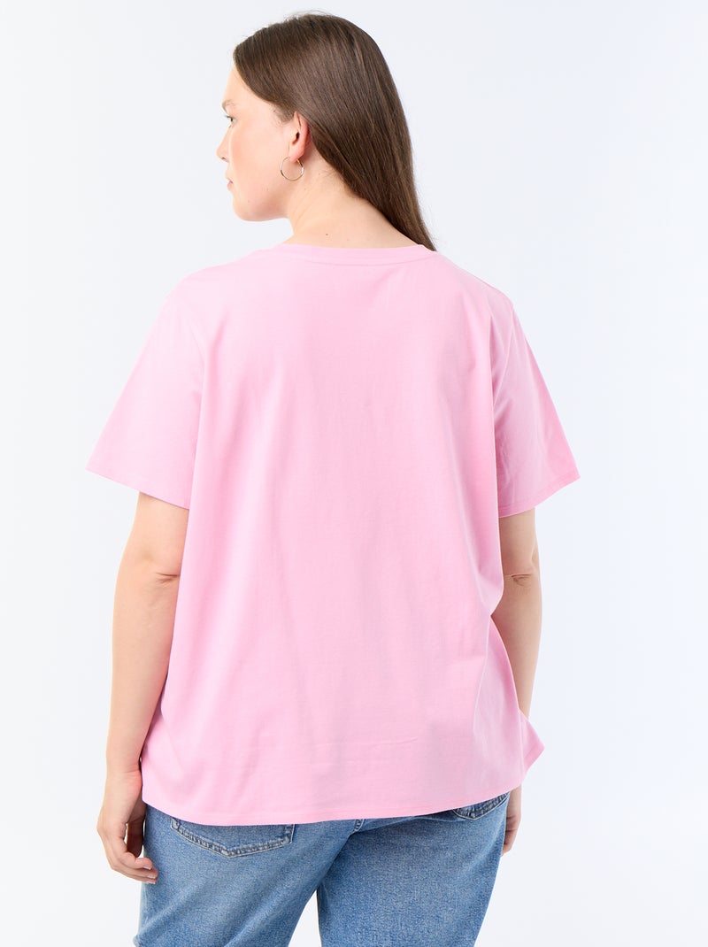 Camiseta de manga corta estampada Rosa - Kiabi