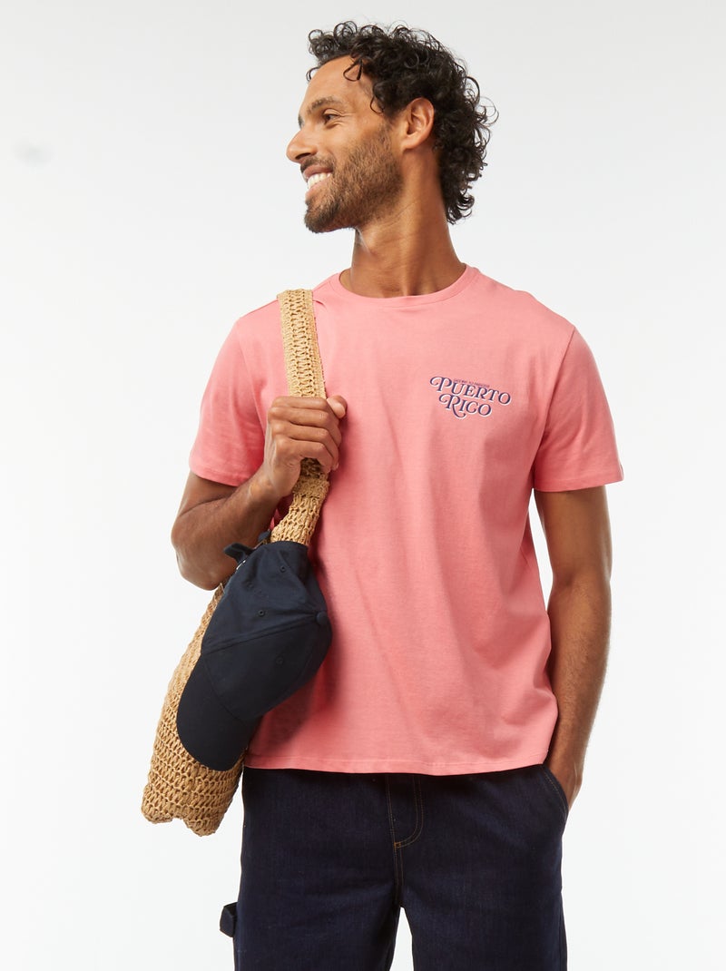Camiseta de manga corta estampada Rosa - Kiabi