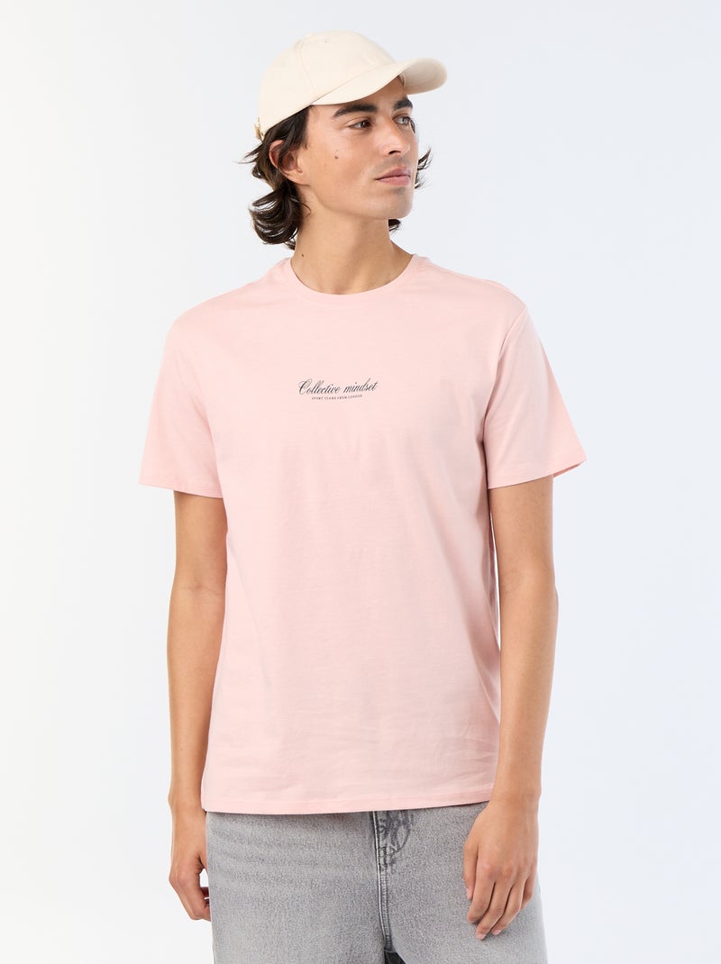 Camiseta de manga corta estampada Rosa - Kiabi