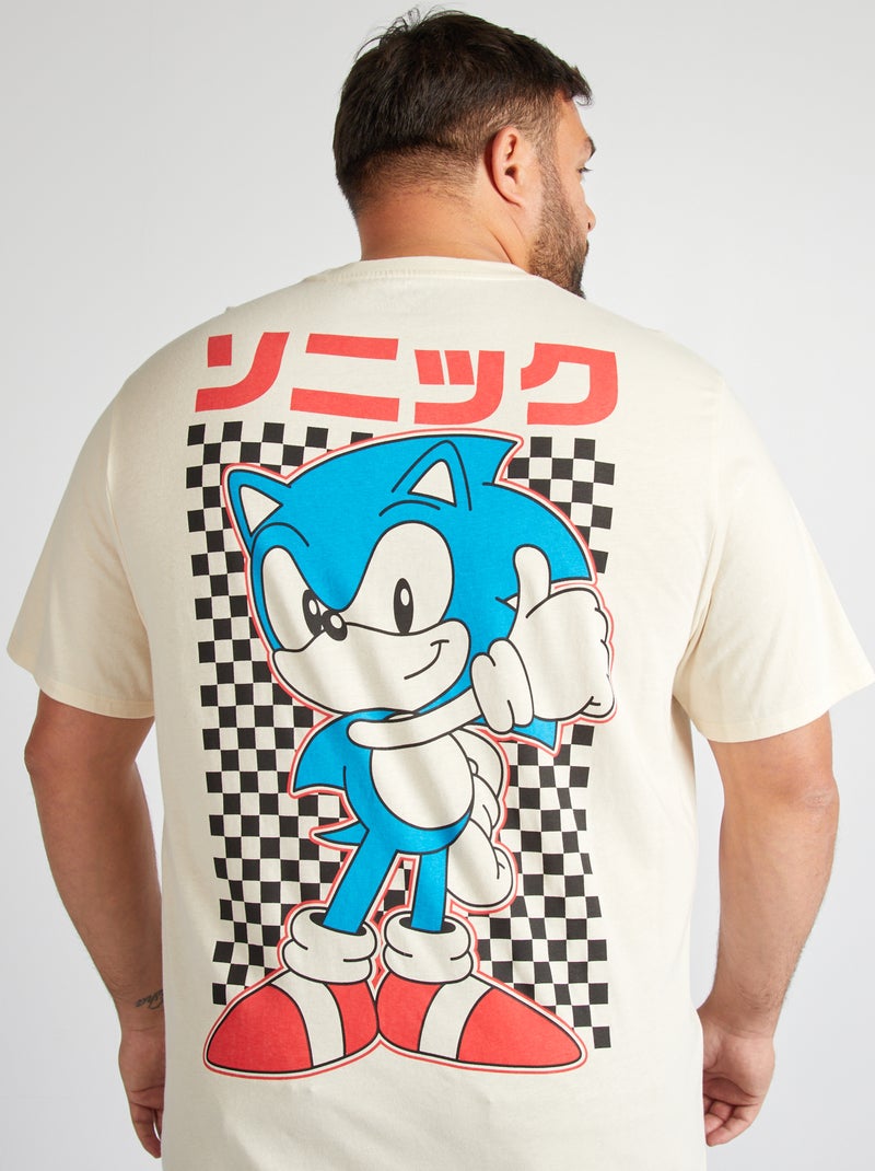 Camiseta de manga corta estampada 'Sonic' beige - Kiabi