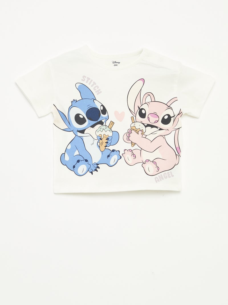 Camiseta de manga corta estampada 'Stitch' BLANCO - Kiabi
