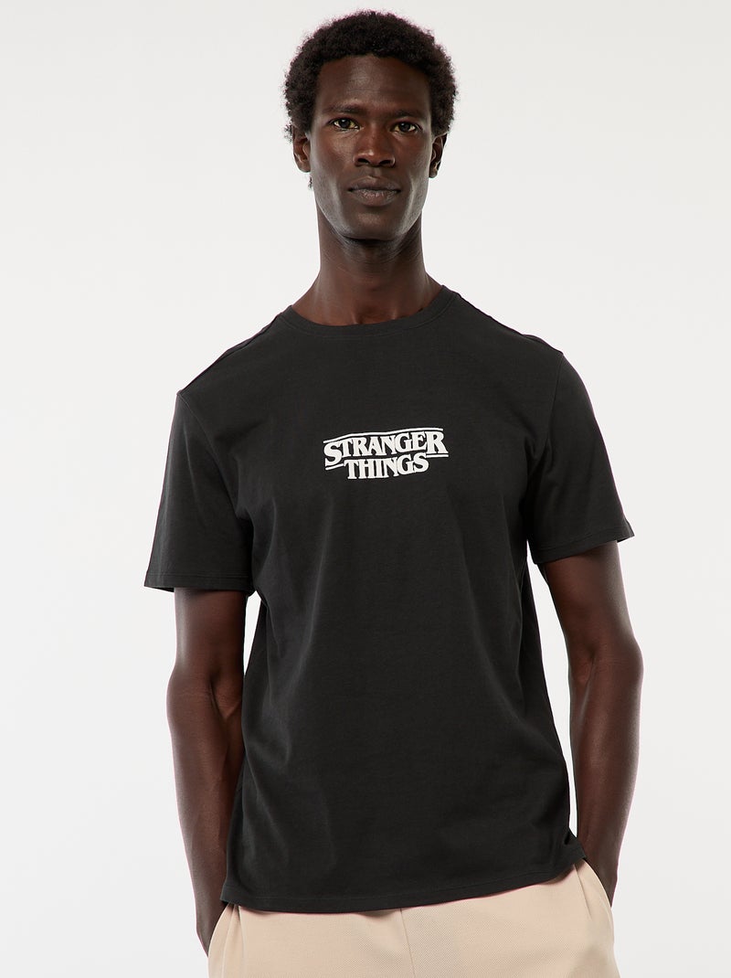 Camiseta de manga corta estampada 'Stranger Things' negro - Kiabi