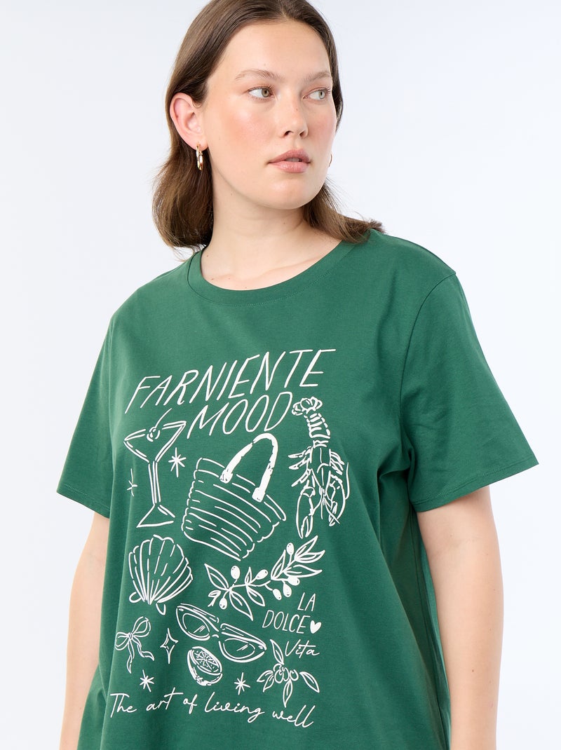 Camiseta de manga corta estampada Verde - Kiabi