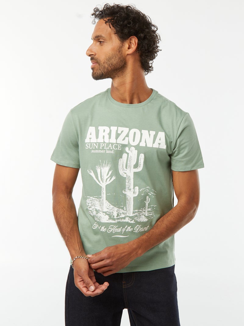 Camiseta de manga corta estampada Verde - Kiabi