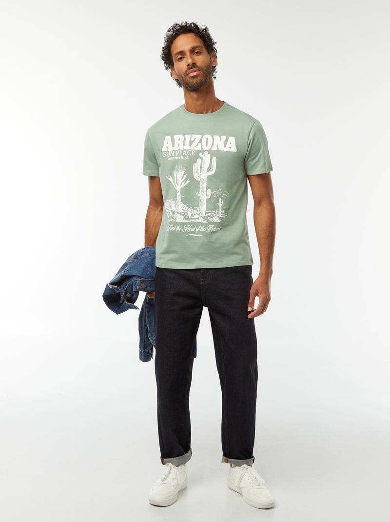 Camiseta de manga corta estampada Verde - Kiabi