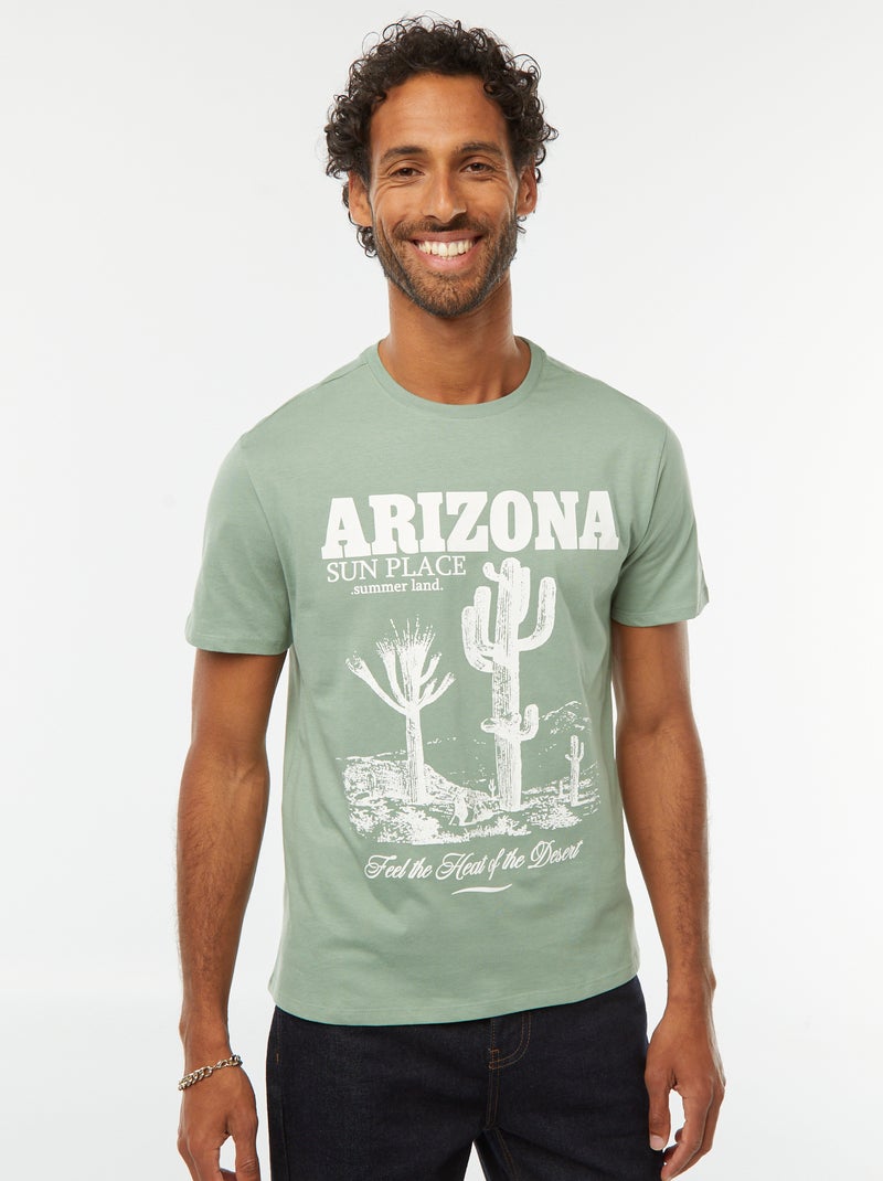 Camiseta de manga corta estampada Verde - Kiabi