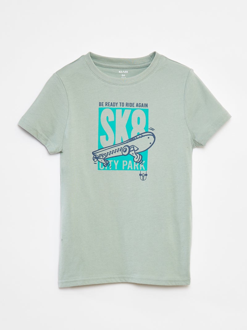 Camiseta de manga corta estampada Verde - Kiabi