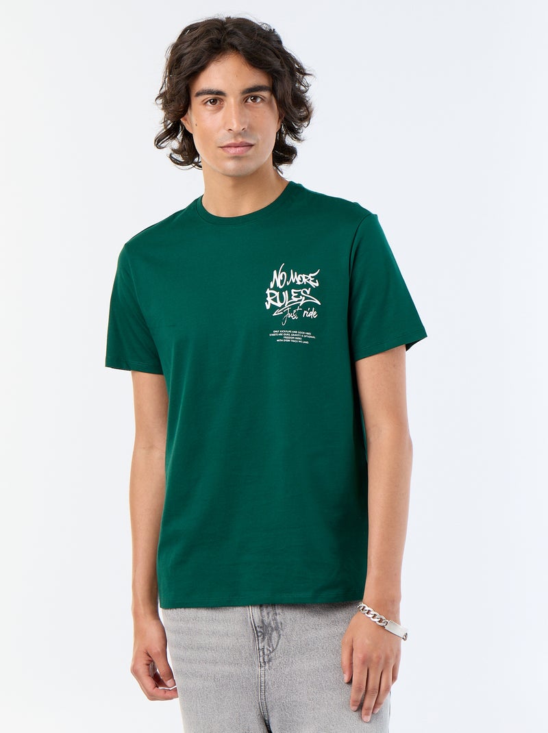 Camiseta de manga corta estampada Verde - Kiabi