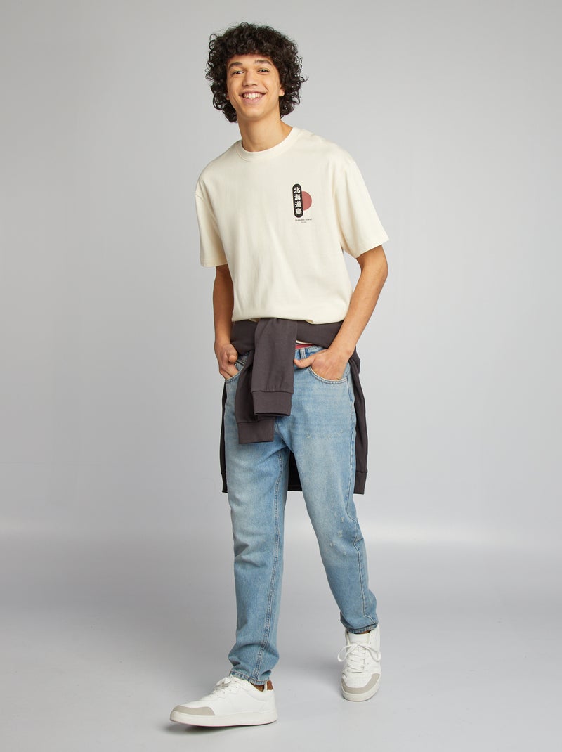 Camiseta de manga corta estampado ambos lados BEIGE - Kiabi