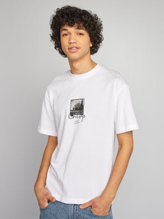 Camiseta de manga corta estampado ambos lados