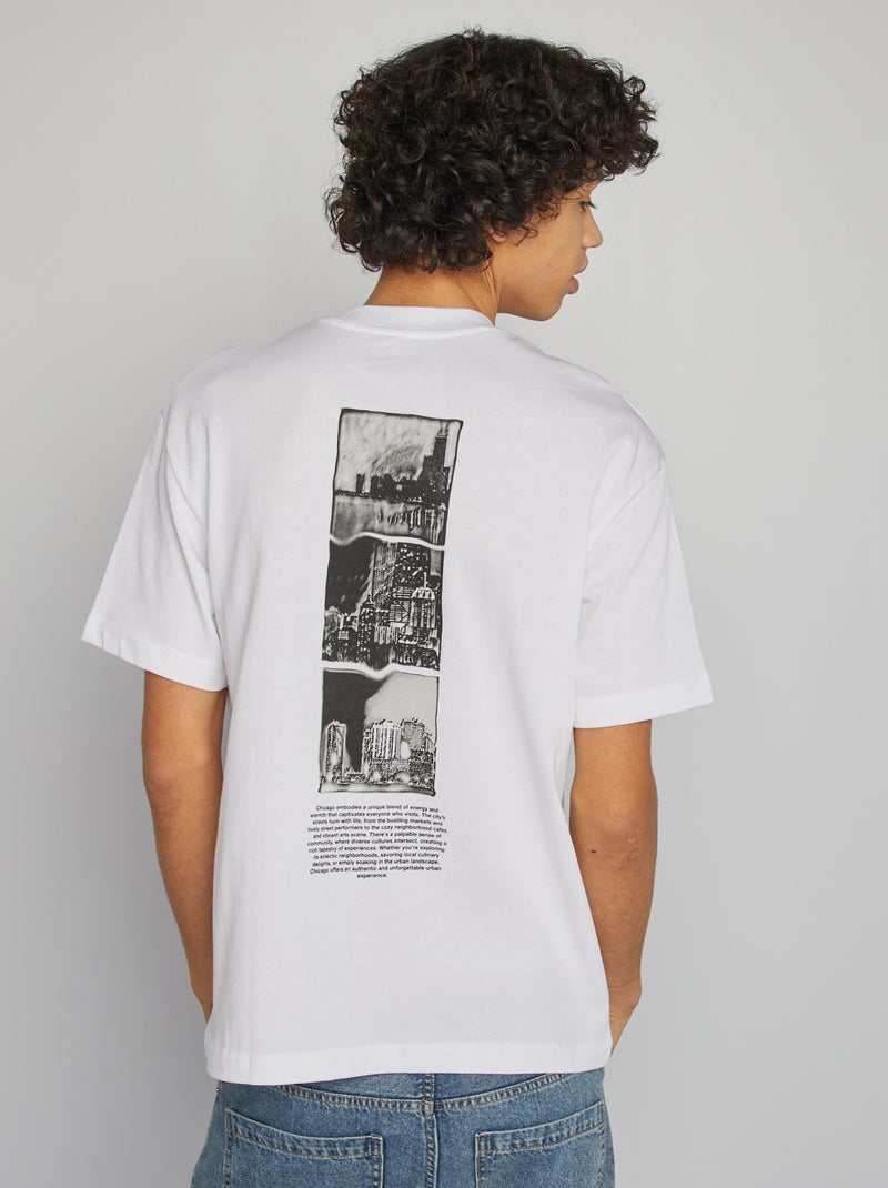 Camiseta de manga corta estampado ambos lados BLANCO - Kiabi