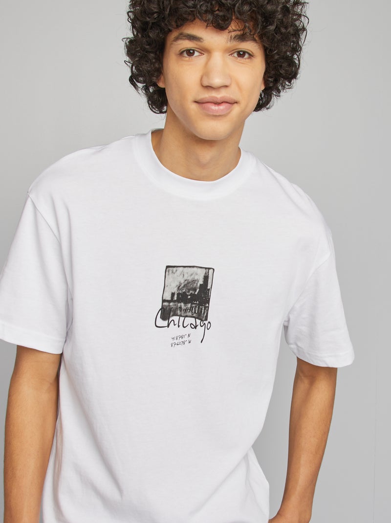 Camiseta de manga corta estampado ambos lados BLANCO - Kiabi