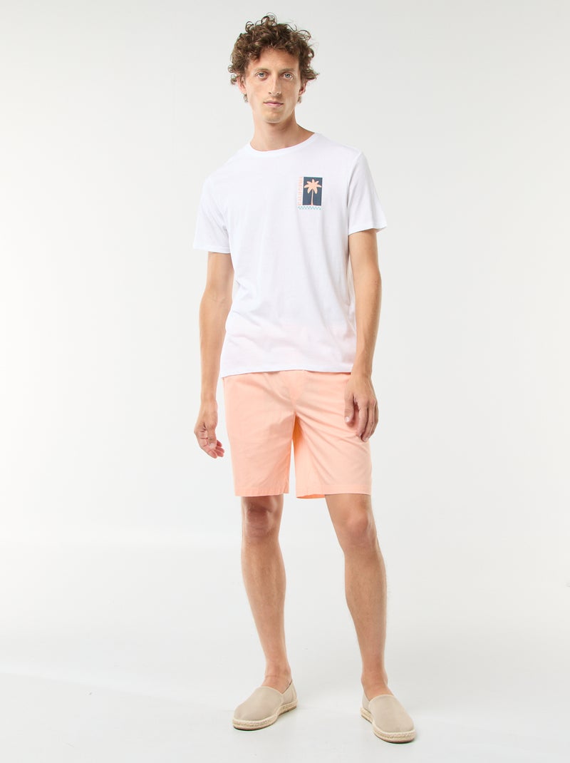 Camiseta de manga corta estampado ambos lados 'Surf' Blanco - Kiabi