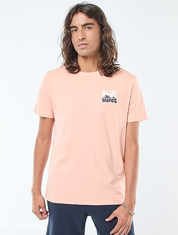 Camiseta de manga corta estampado ambos lados 'Surf'