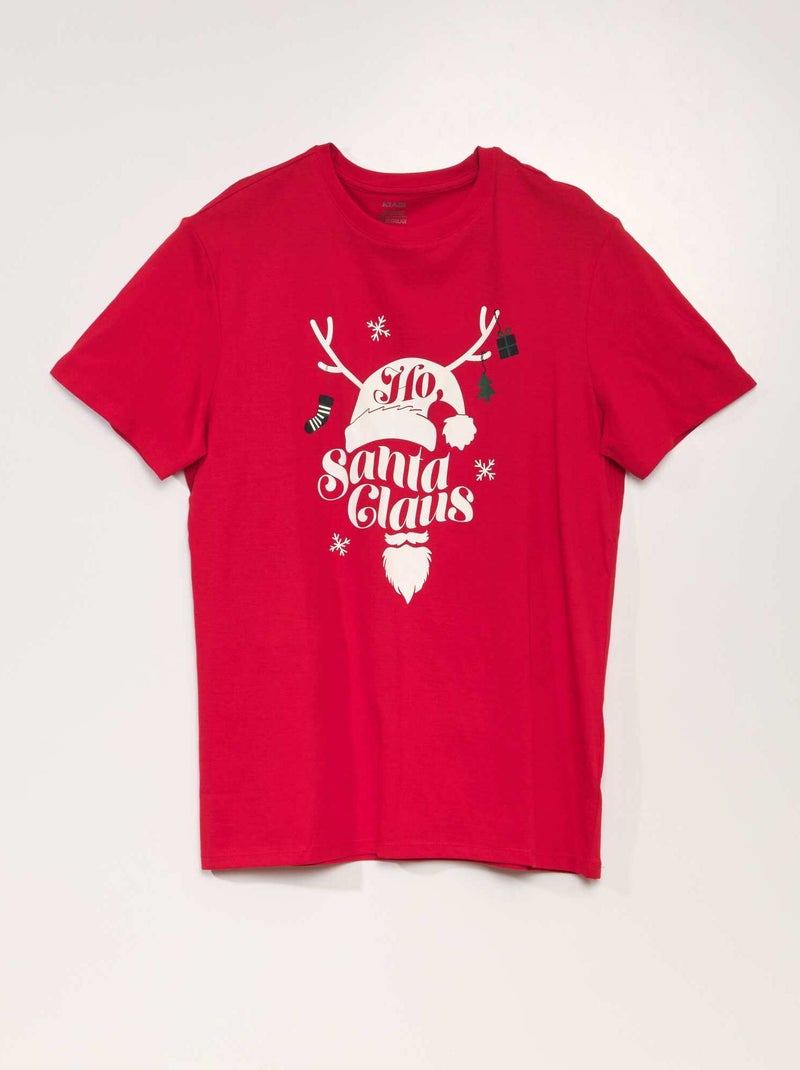 Camiseta de manga corta estampado 'Navidad' AZUL - Kiabi