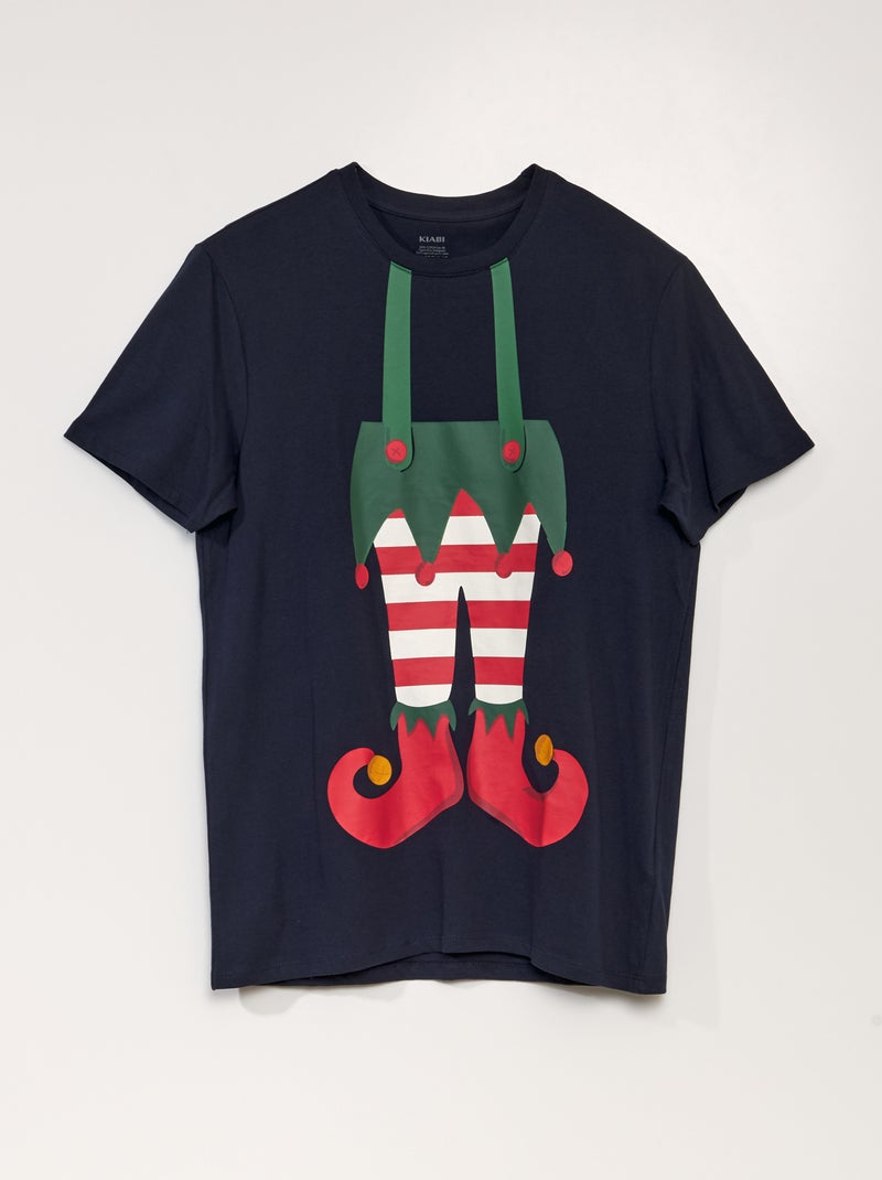 Camiseta de manga corta estampado 'Navidad' AZUL - Kiabi